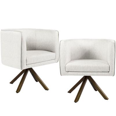 Kit 02 Poltronas Giratórias Betina D02 Linho Creme Lyam Decor