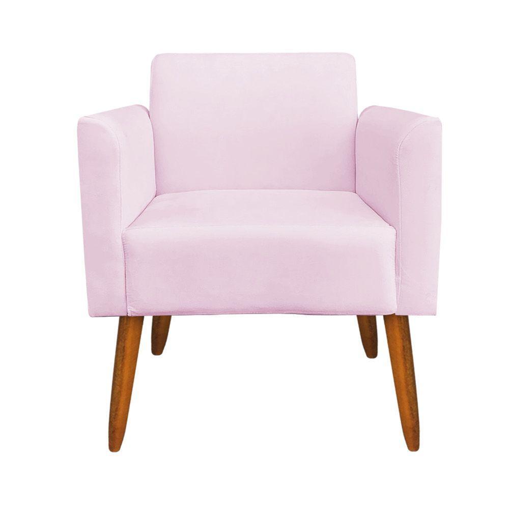 Poltrona Marisa Suede Pés Palito Castanho D´rossi rosa Bebê - 2