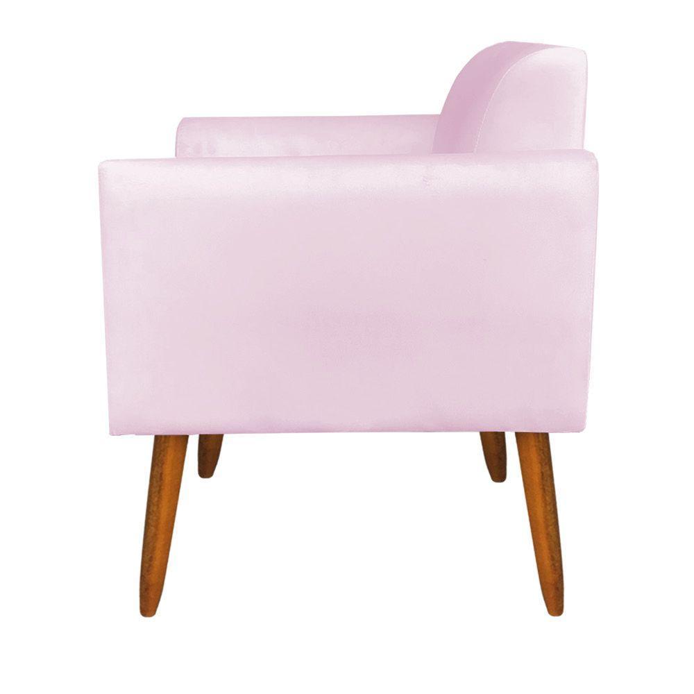 Poltrona Marisa Suede Pés Palito Castanho D´rossi rosa Bebê - 3