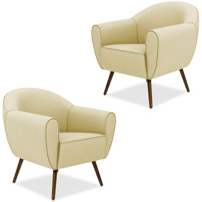 Kit 2 Poltronas Decorativas Nina D02 Corano Bege Lyam Decor