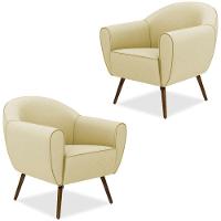 Kit 02 Poltronas Com Pés Palito Nina D02 Corano Bege C-26 - 1