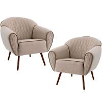 Kit 02 Poltronas Com Nina D02 Bege Rústico D-470 - 1