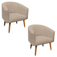 Kit 02 Poltronas Stella Linho Grosso Bege A19