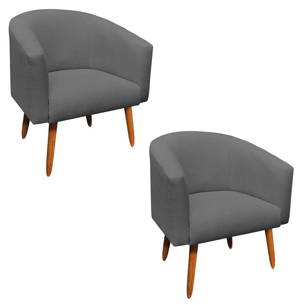 Kit 02 Poltronas Stella Linho Grafite A26 - 4