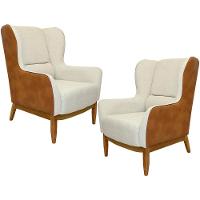 Kit 02 Poltronas Milena D02 Bege A-184 Marrom - 1