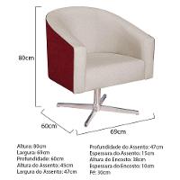 Kit 02 Poltronas Luiza Base Giratória De Metal Factor Vermelho E Linho Bege - 2
