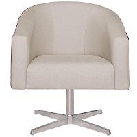 Kit 02 Poltronas Luiza Base Giratória De Metal Factor Vermelho E Linho Bege