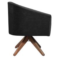 Kit 02 Poltronas Luiza Base Giratória De Madeira Factor Preto E Linho Cinza Escuro