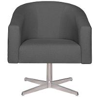 Kit 02 Poltronas Luiza Base Giratória De Metal Factor Preto E Linho Cinza Escuro