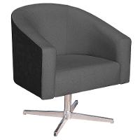 Kit 02 Poltronas Luiza Base Giratória De Metal Factor Preto E Linho Cinza Escuro - 5