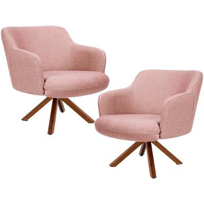 Kit 2 Poltronas Decorativas Jade D02 Giratória Rosa Lyam Decor