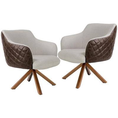 Kit 2 Poltronas Giratórias Jade D02 Bege Marrom Lyam Decor