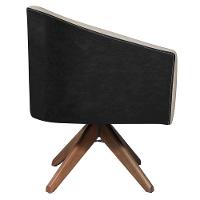 Kit 02 Poltronas Luiza Base Giratória De Madeira Factor Preto E Linho Bege - 7