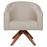 Kit 02 Poltronas Luiza Base Giratória De Madeira Factor Preto E Linho Bege - 10