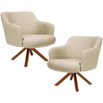 Kit 2 Poltronas Decorativas Jade D02 Giratória Bege Lyam Decor