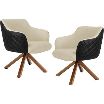 Kit 2 Poltronas Giratórias Jade D02 Bege C-129 Preto Lyam Decor