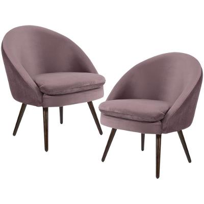 Kit 02 Poltronas Fixa Pés Palito Rafa D02 Veludo Rosê C-305