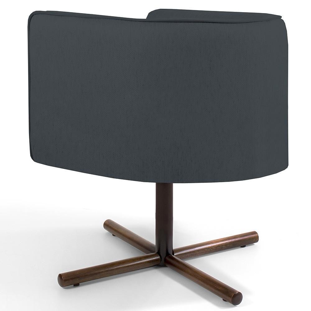 Kit 02 Poltronas Giratória Base X Veludo Cinza C-317 - 3