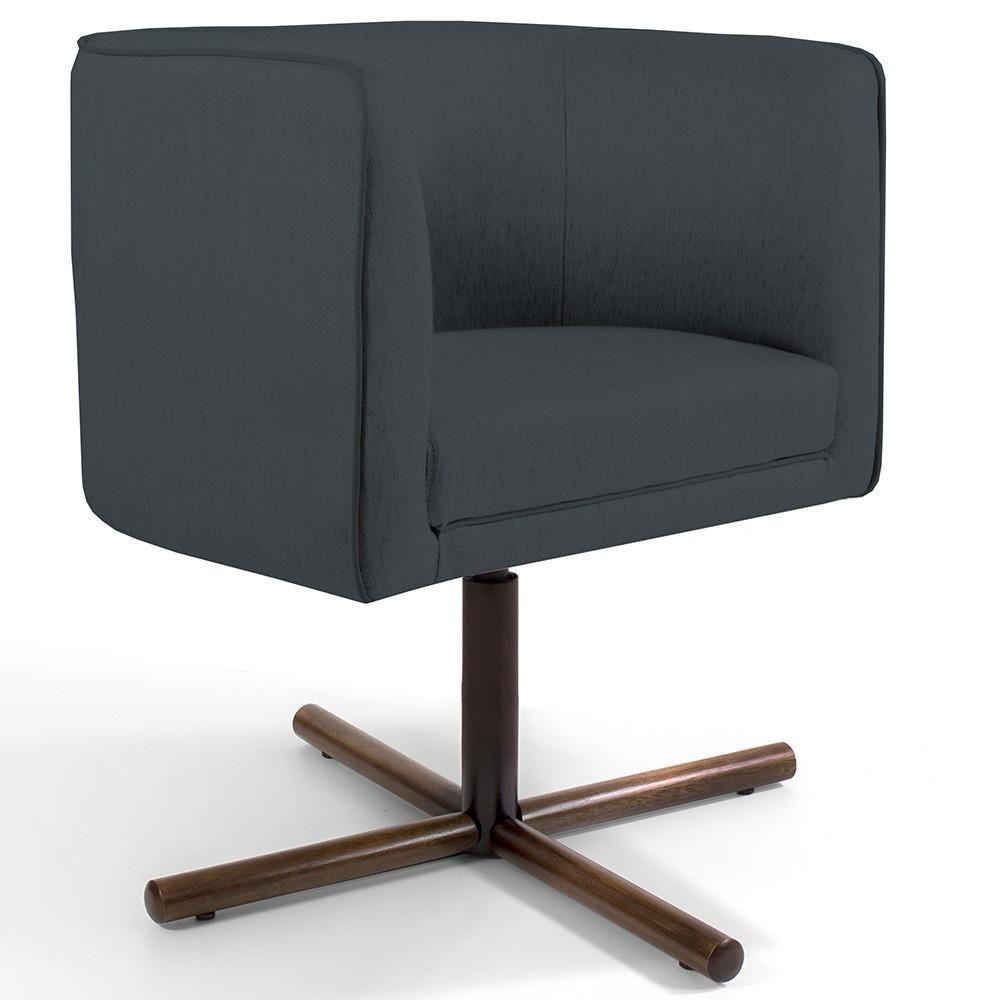 Kit 02 Poltronas Giratória Base X Veludo Cinza C-317 - 5