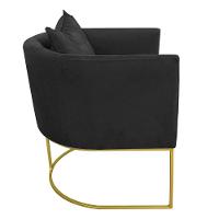 Poltrona Paola Suede Preto Base Metálica Dourado Drossi - 5