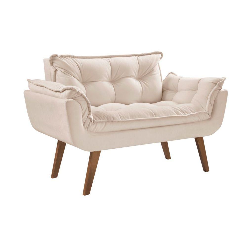 Poltrona Opalla 2 Lugares Pé Palito Bege - 1