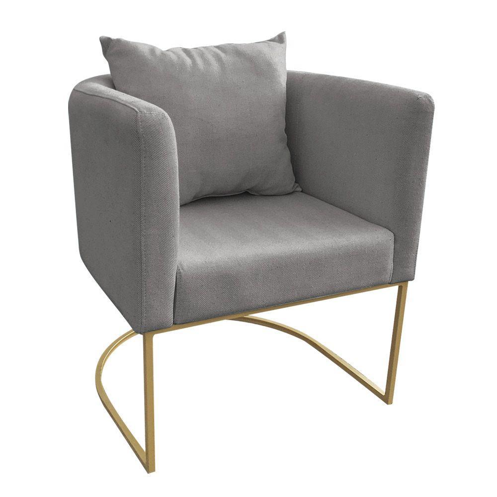 Poltrona Paola Linho Base Metálica Dourado grafite A26 - 1