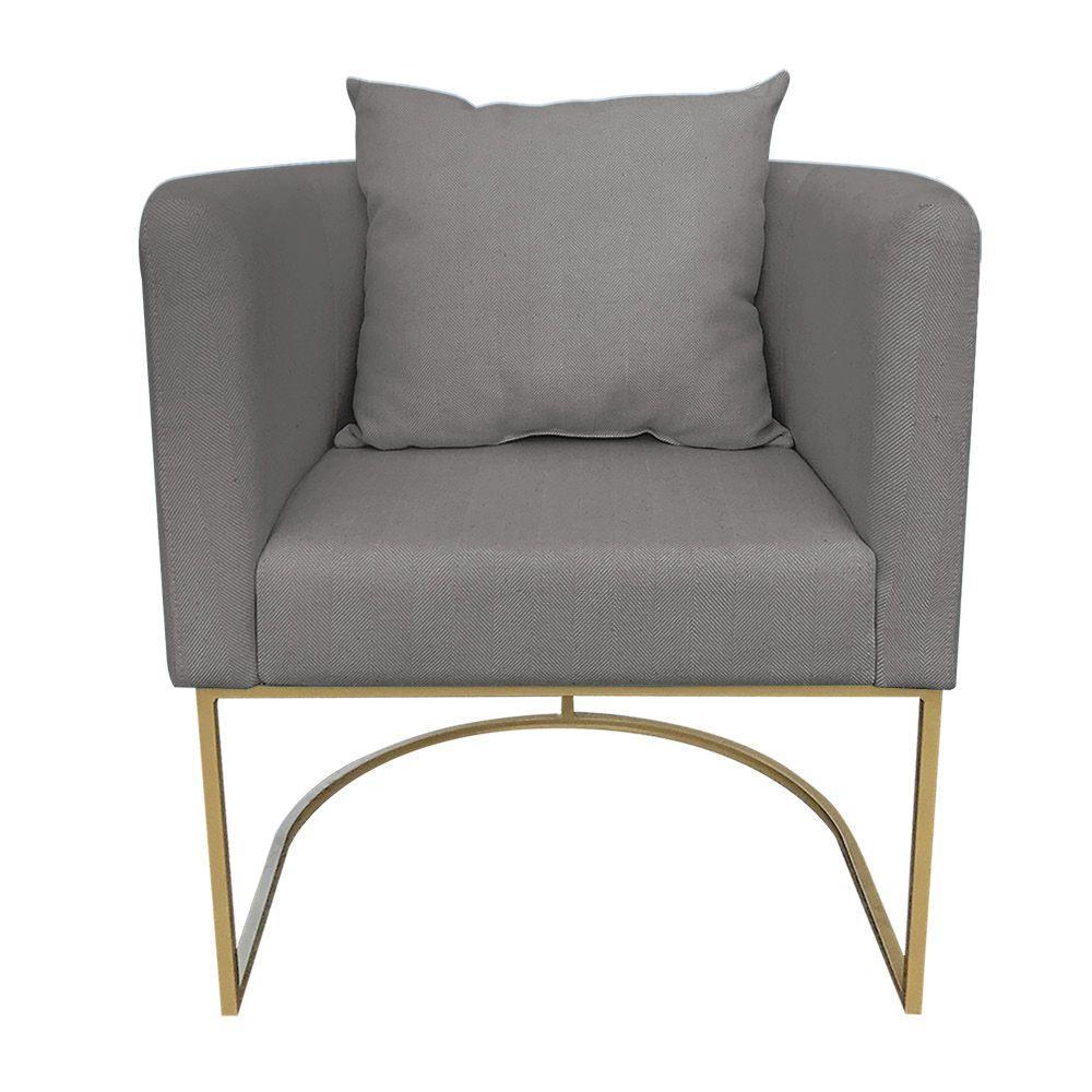 Poltrona Paola Linho Base Metálica Dourado grafite A26 - 2