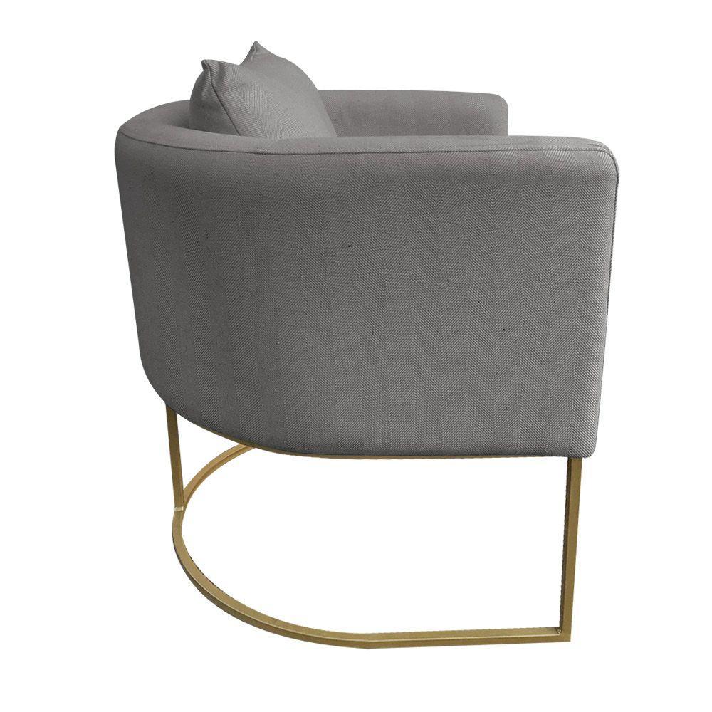 Poltrona Paola Linho Base Metálica Dourado grafite A26 - 4