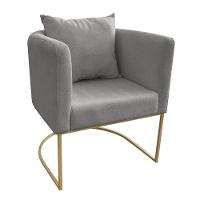 Poltrona Paola Linho Base Metálica Dourado grafite A26 - 1