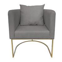 Poltrona Paola Linho Base Metálica Dourado grafite A26 - 2