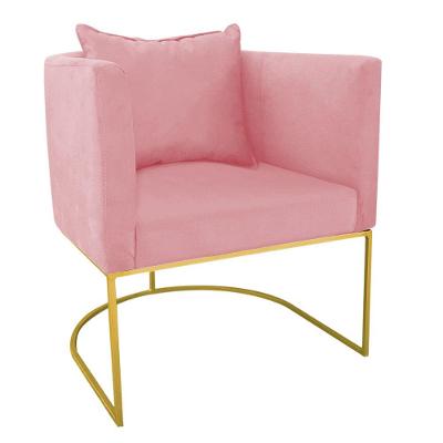 Poltrona Paola Suede Base Metálica Dourado rose