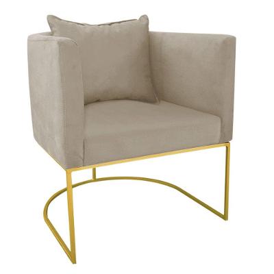 Poltrona Paola Suede Base Metálica Dourado marrom Rato
