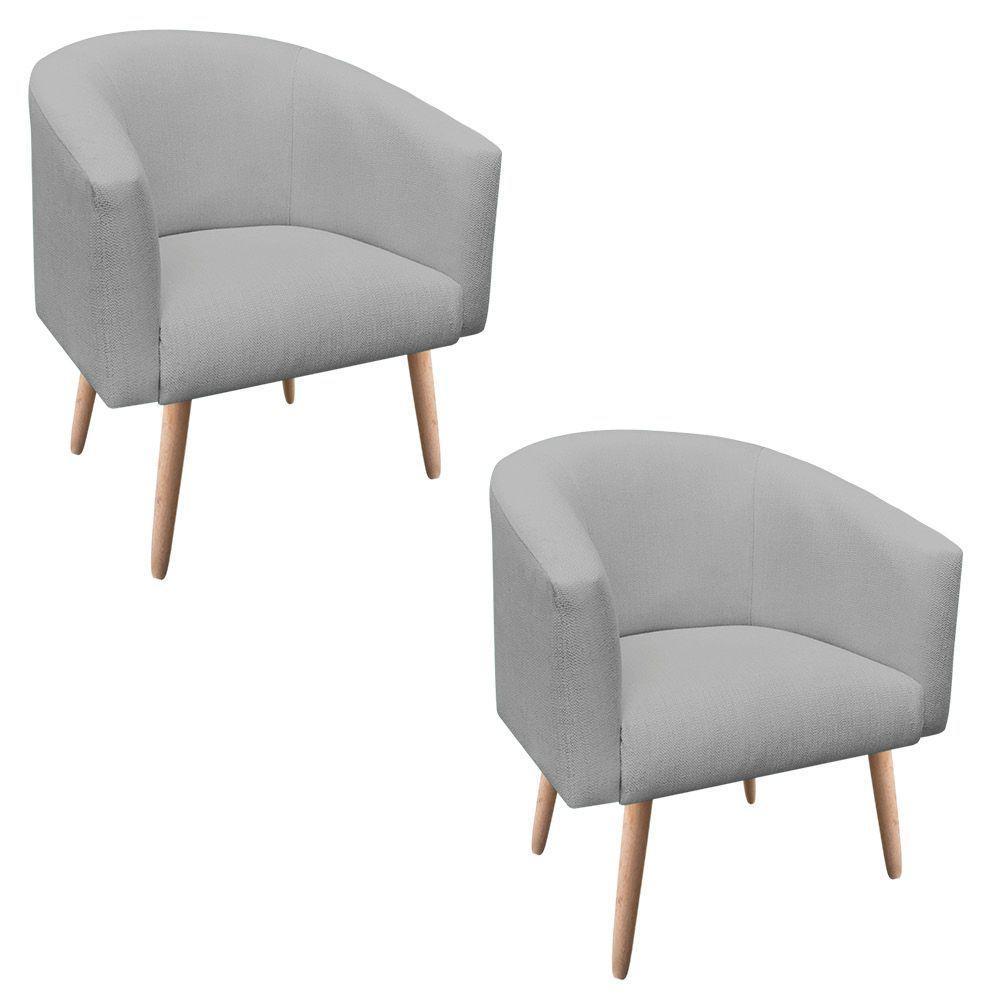 Kit 02 Poltronas Stella Linho Grafite A26 Natural - 1