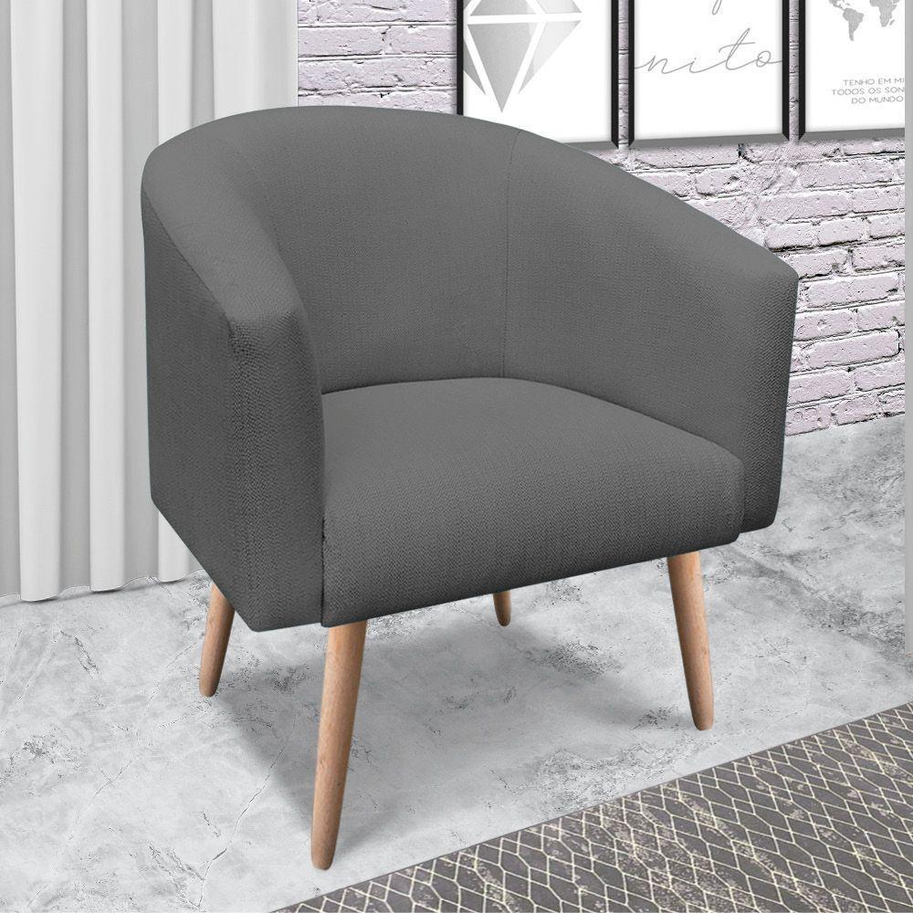 Kit 02 Poltronas Stella Linho Grafite A26 Natural - 4