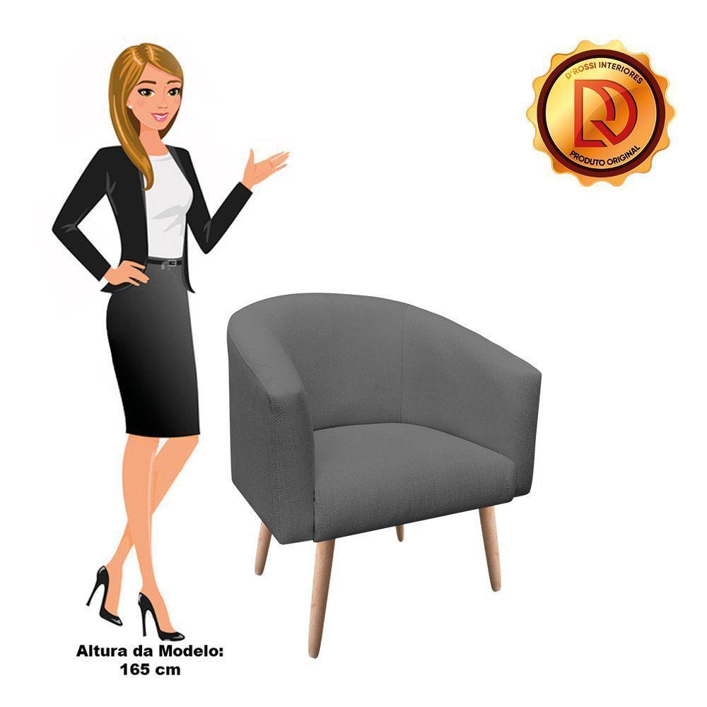 Kit 02 Poltronas Stella Linho Grafite A26 Natural - 5