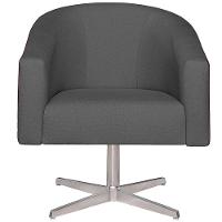 Kit 02 Poltronas Luiza Base Giratória De Metal Factor Vermelho E Linho Cinza Escuro - 3