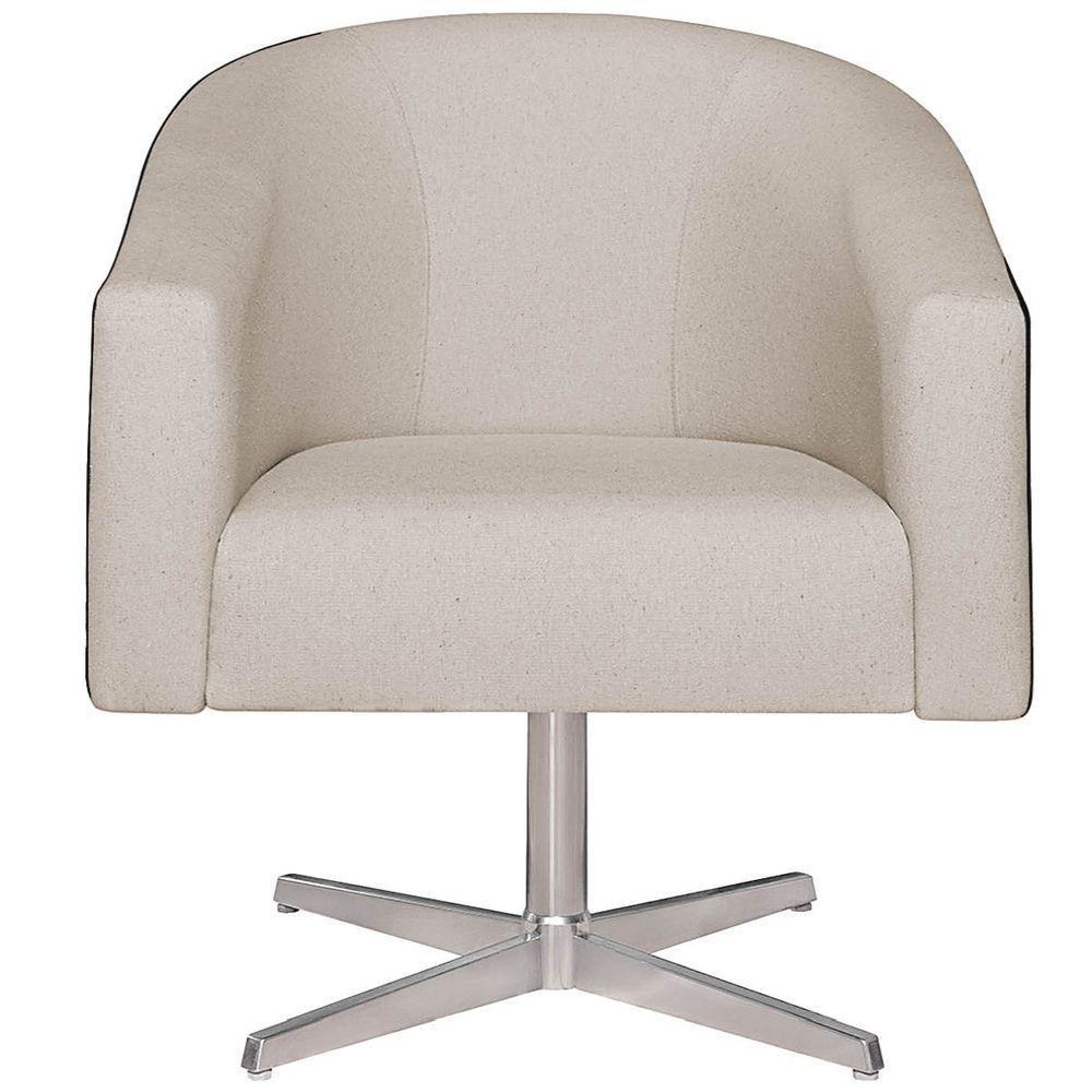 Kit 02 Poltronas Luiza Base Giratória De Metal Factor Preto E Linho Bege - 4