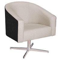 Kit 02 Poltronas Luiza Base Giratória De Metal Factor Preto E Linho Bege - 5