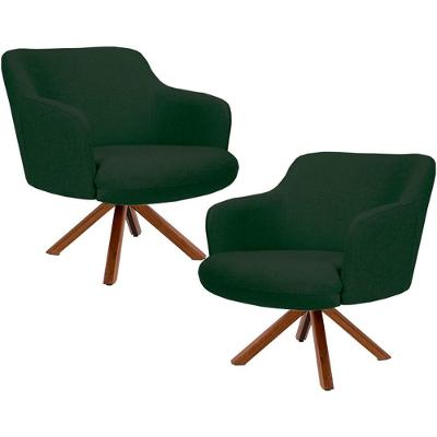 Kit 2 Poltronas Decorativas Jade D02 Giratória Verde Lyam Decor