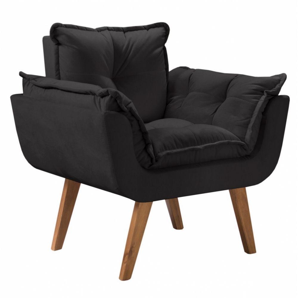 Poltrona Opalla Suede 1 Lugar Base Palito D Salla Preto - 1