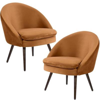 Kit 02 Poltronas Pés Palito Rafa D02 Veludo Telha C-262