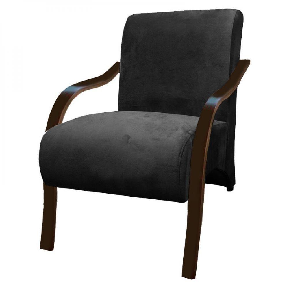 Poltrona Venus 01 Lugar Braço Madeira preto - 5