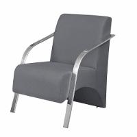 Poltrona Vênus 1 Lugar Braço Alumínio Suede Cinza. - 1