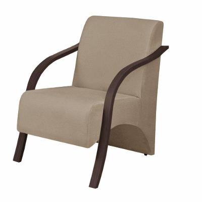 Poltrona Vênus 1 Lugar Braço Madeira Dsalla Suede Cappuccino.