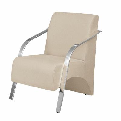 Poltrona Vênus 1 Lugar Braço Alumínio Suede Bege.