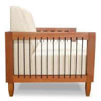 Kit 2 Poltronas Decorativa Marilia Linho Base Em Madeira Castanho - Pallazio Cor Bege - 6