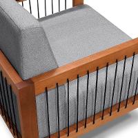 Kit 2 Poltronas Decorativa Marilia Linho Base Em Madeira Castanho - Pallazio Cor Grafite