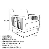 Kit 2 Poltronas Decorativa Marilia Linho Base Em Madeira Castanho - Pallazio Cor Areia - 2