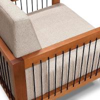 Kit 2 Poltronas Decorativa Marilia Linho Base Em Madeira Castanho - Pallazio Cor Areia