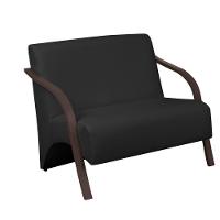 Poltrona Vênus 2 Lugares Braço Madeira Courino Preto. - 1